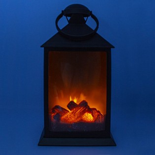 Farol decorativo con luz efecto fuego