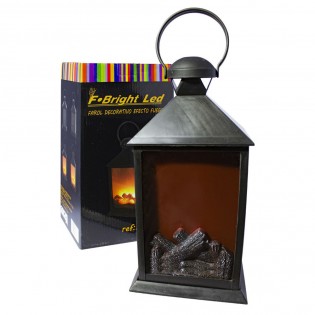 Farol decorativo con luz efecto fuego