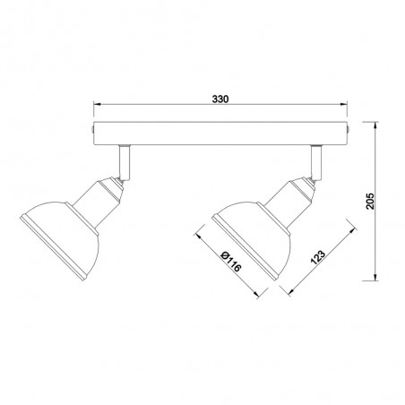 Regleta de techo Delhi (2 luces)