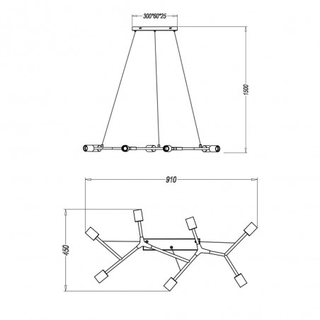 Lámpara colgante Cross (7 luces)