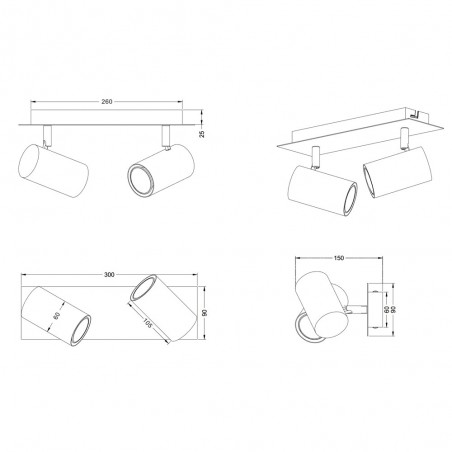 Regleta de focos Marley (2 luces)