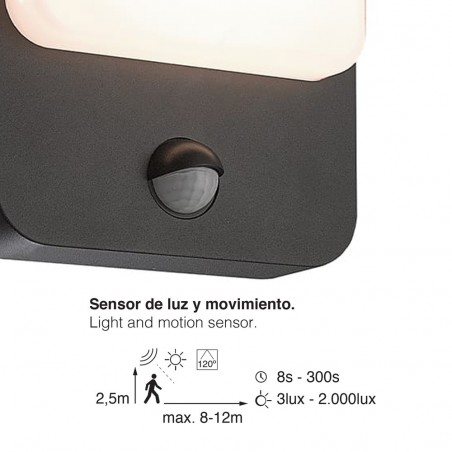 Aplique LED con sensor de movimiento Dei (8W)