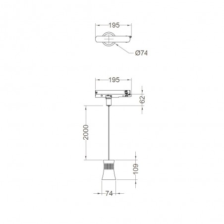 Lámpara colgante LED para carril Pagoda (12.5W)