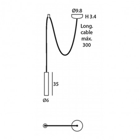 Lámpara de techo tubular Pepo