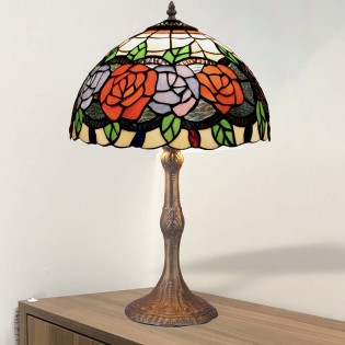Lámpara de mesa Rosy cristal Tiffany