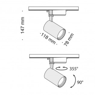 Foco de carril LED Vuoro II (12W)