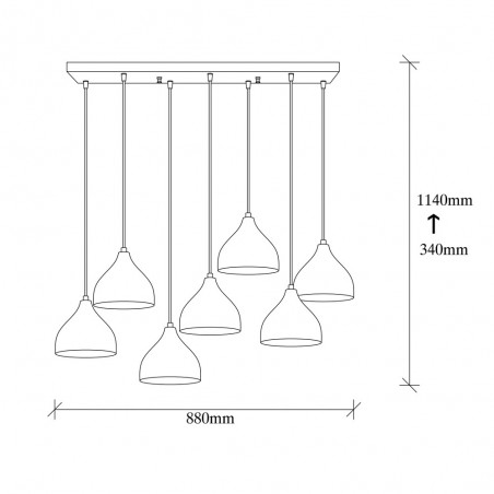 Lámpara colgante Asney 18 Negro (7 luces)
