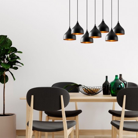 Lámpara colgante Asney 18 Negro (7 luces)