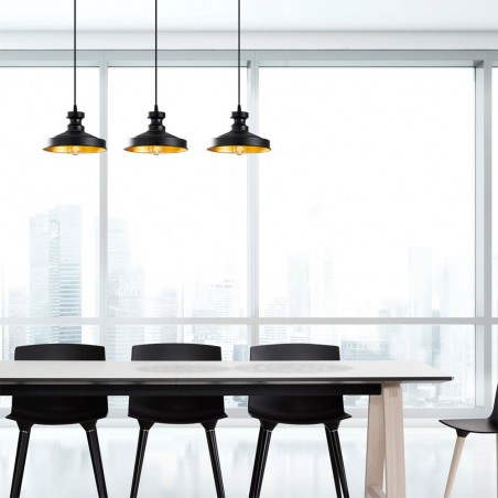 Regleta colgante Harvey 22 Negro II (3 luces)
