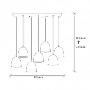 Lámpara colgante Asney 18 Vintage (7 luces)