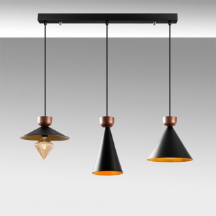 Regleta de techo Momo Mix Negro/Cobre (3 luces)