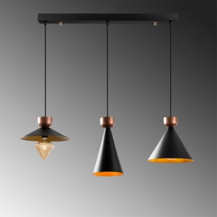Regleta de techo Momo Mix Negro/Cobre (3 luces)