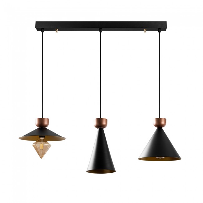 Regleta de techo Momo Mix Negro/Cobre (3 luces)