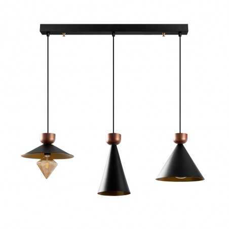 Regleta de techo Momo Mix Negro/Cobre (3 luces)
