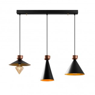 Regleta de techo Momo Mix Negro/Cobre (3 luces)