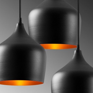 Lámpara colgante Momo 22 Negro (3 luces)