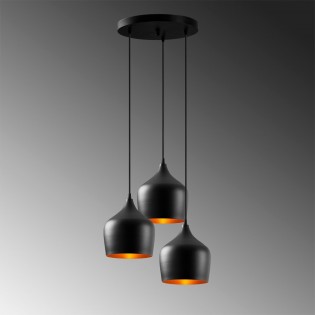 Lámpara colgante Momo 22 Negro (3 luces)