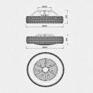 Plafón ventilador ratán Ø 58 cm KILIMANJARO MINI LED