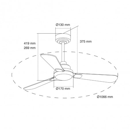 Ventilador LED con aspas reversibles Eono CCT (18W)