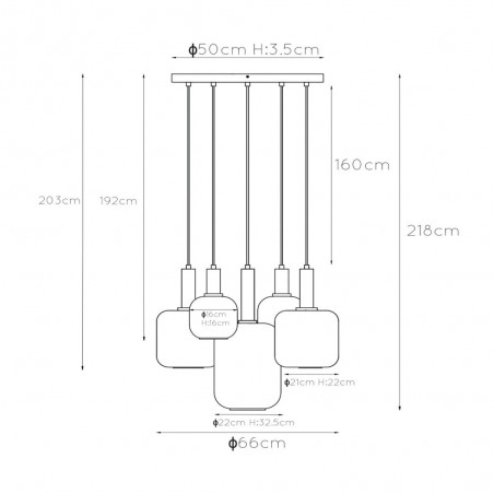 Lámpara colgante Joanet (5 luces)