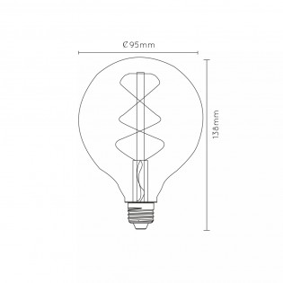 Bombilla filamentos LED E27 Ámbar G95 (5W)