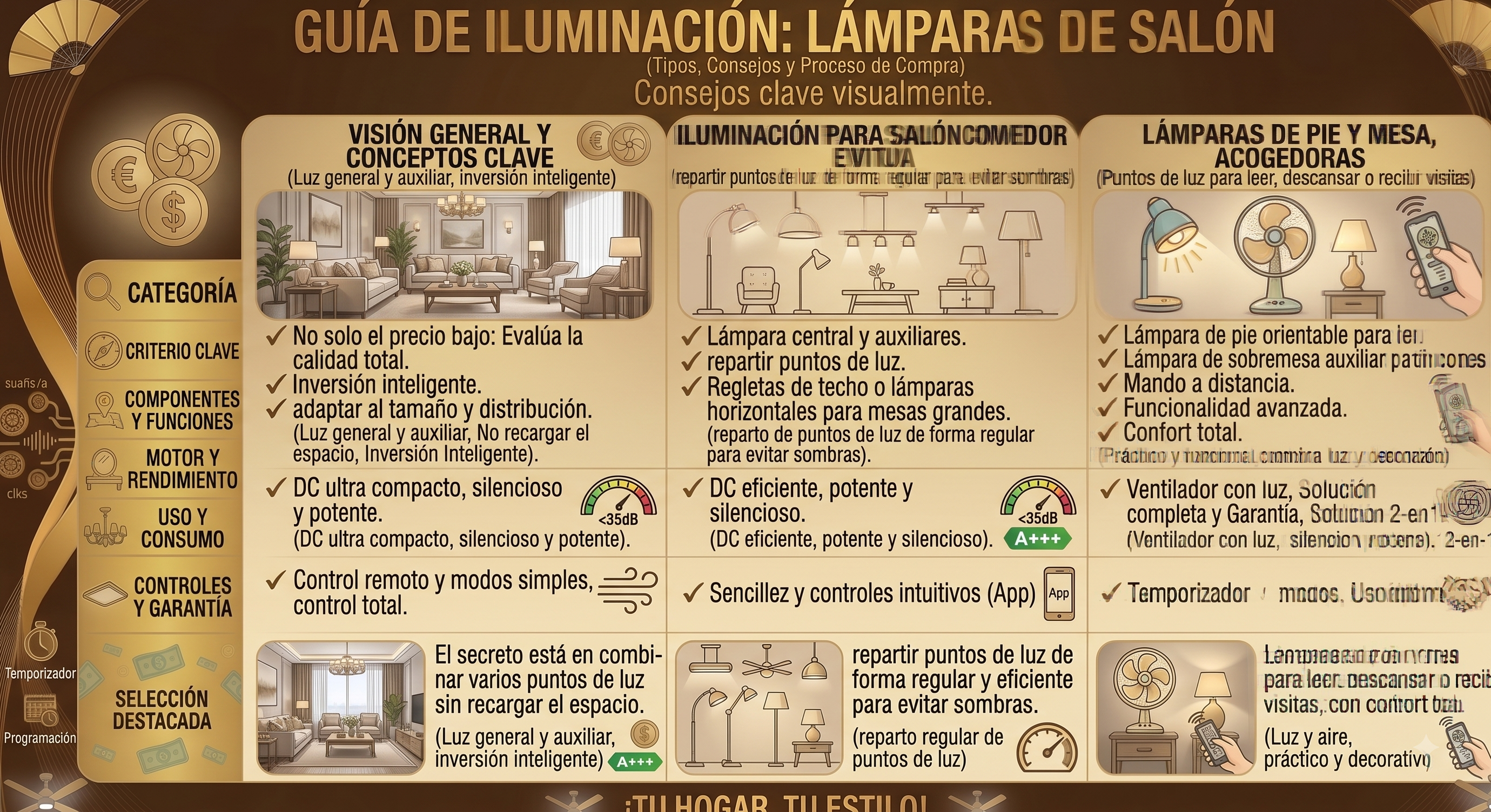 lámparas e iluminación de salón y comedor