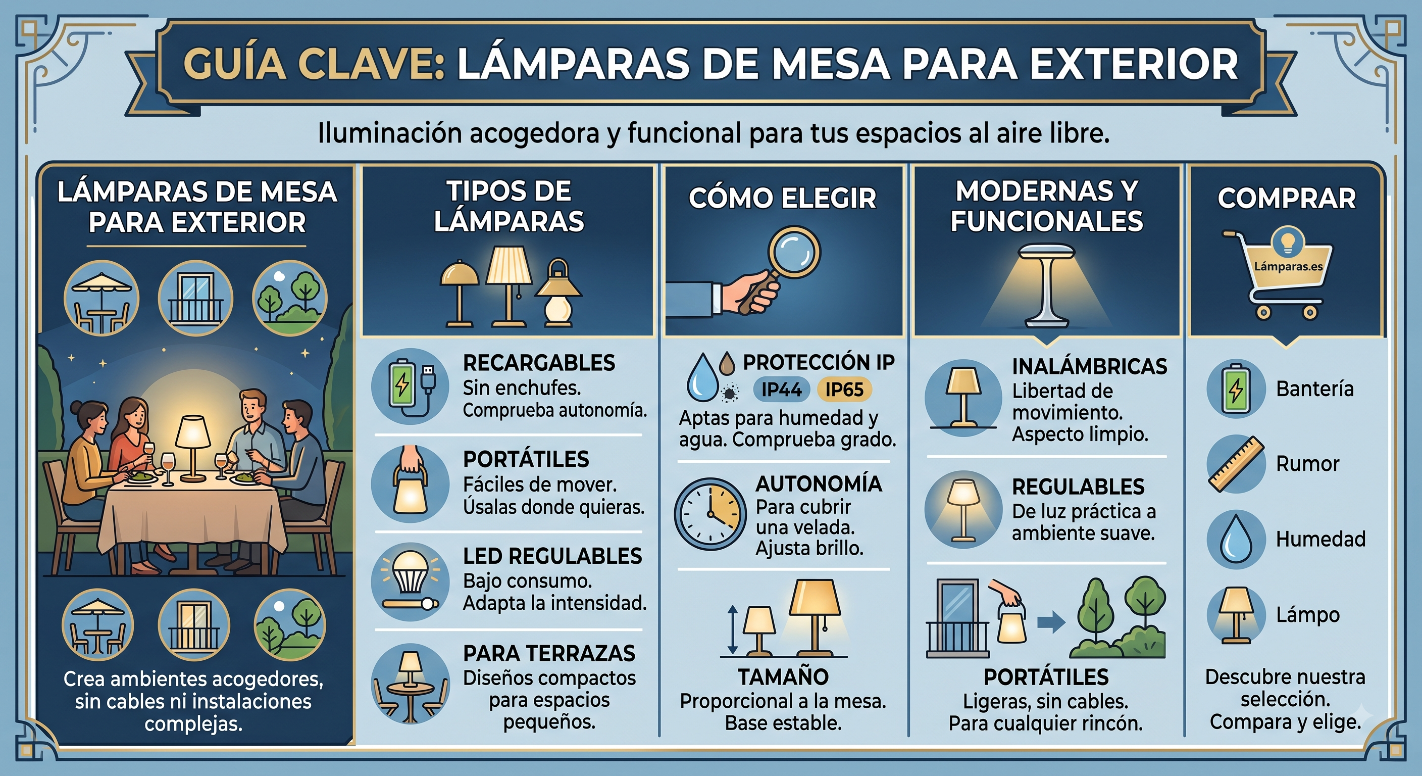 Lámparas de sobremesa de exterior