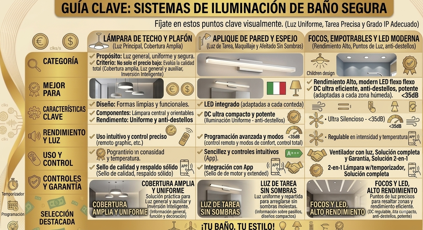 lámparas e iluminación específica para baño